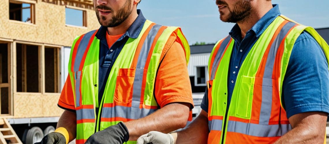 Professional construction team planning mobile home repairs